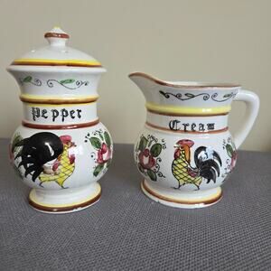 Vintage Royal Sealy Replacement Rooster Creamer Pitcher & Pepper Shaker